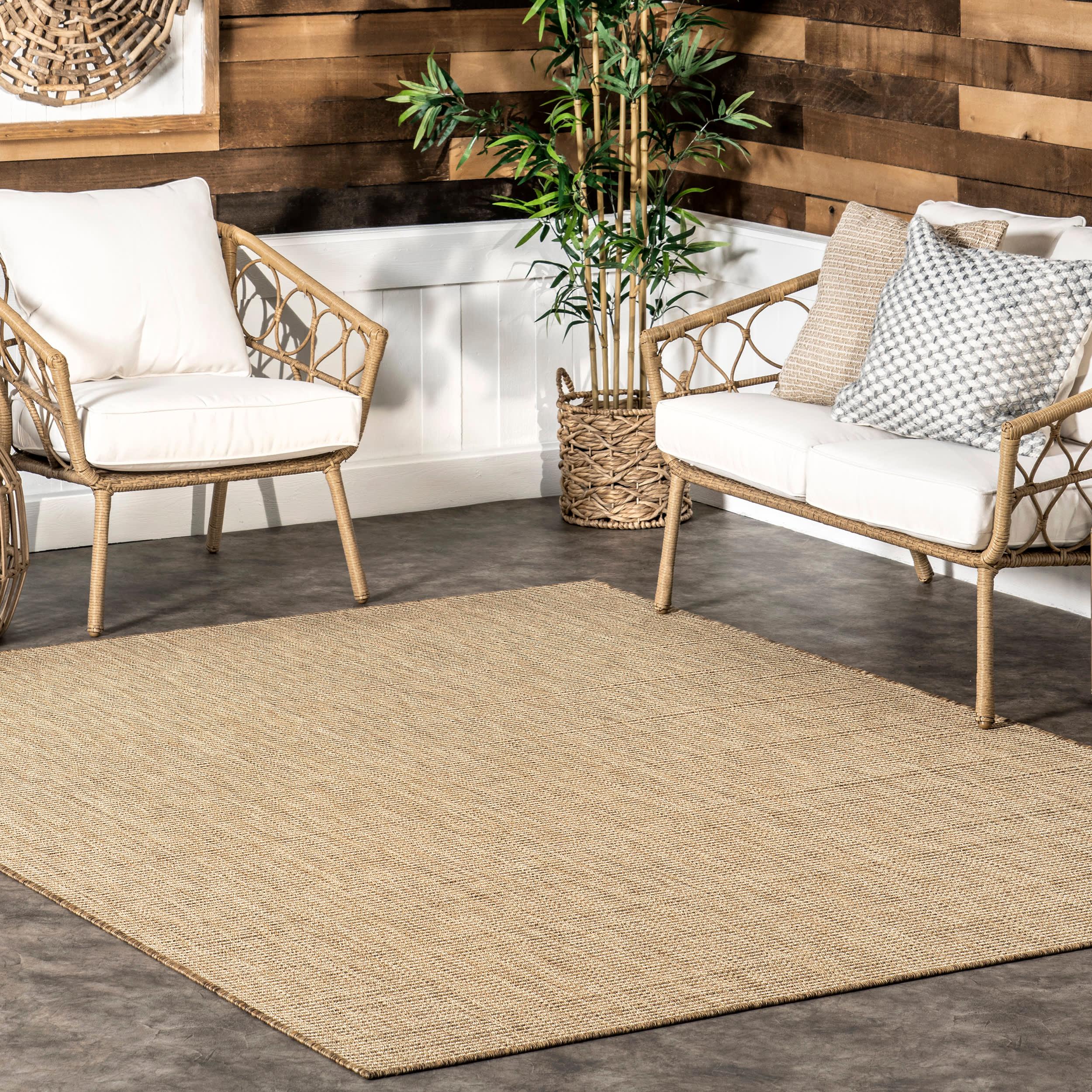 Sandra Solid Faux Jute Indoor/Outdoor Rug | Brown – Rugs USA
