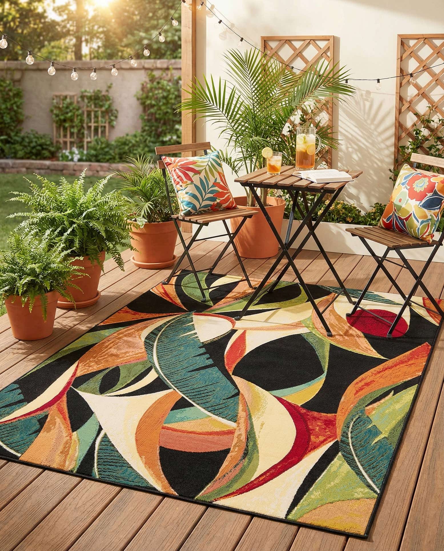 5' x 7' Easy-Clean Botanical Indoor / Outdoor Rug
