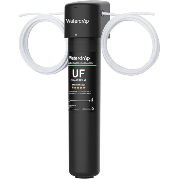Waterdrop 15UC-UF 0.01μm Inline Water Filter for Refrigerator 19K Gallons In Line Water Filter for Icemaker Idea for Ice Maker RV Refrigerator 1/4 inch Direct Connect NSF/ANSI 42 Certified