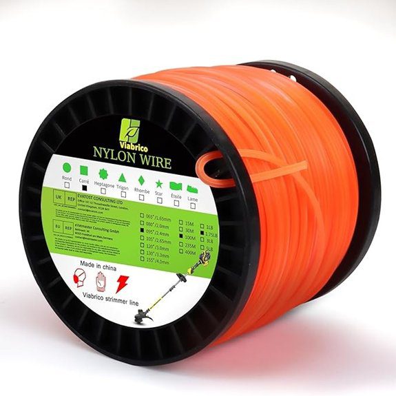 Viabrico 0.095 Square Orange Trimmer Line 330ft