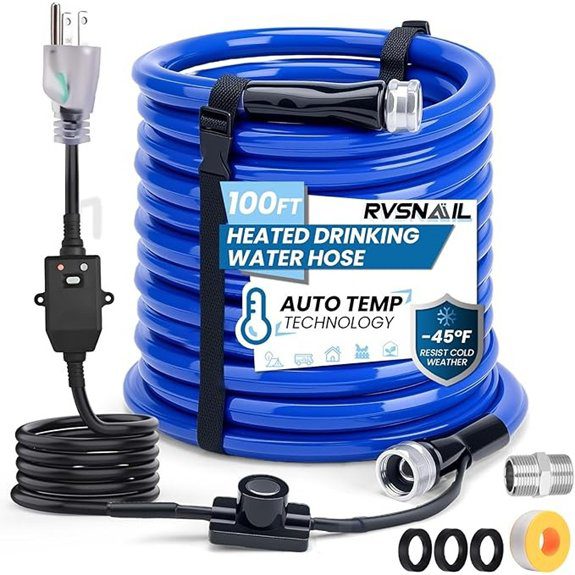 100FT Heated RV Drinking Water Hose (-45°F Protection)