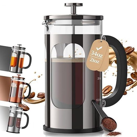 Veken 34oz Stainless Steel French Press Coffee Maker