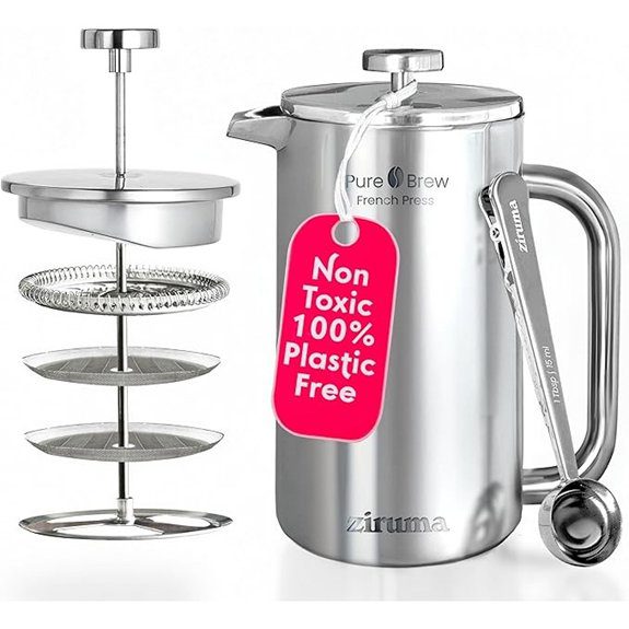 Ziruma Stainless Steel French Press Coffee Maker (34oz)