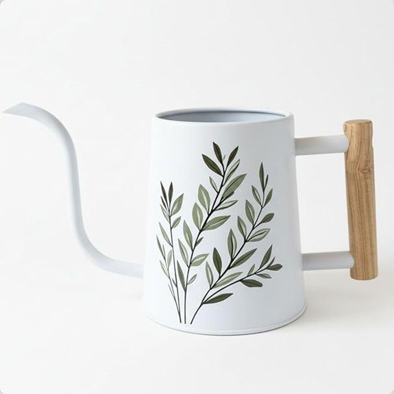 35 oz Metal Indoor Watering Can with Wood Handle