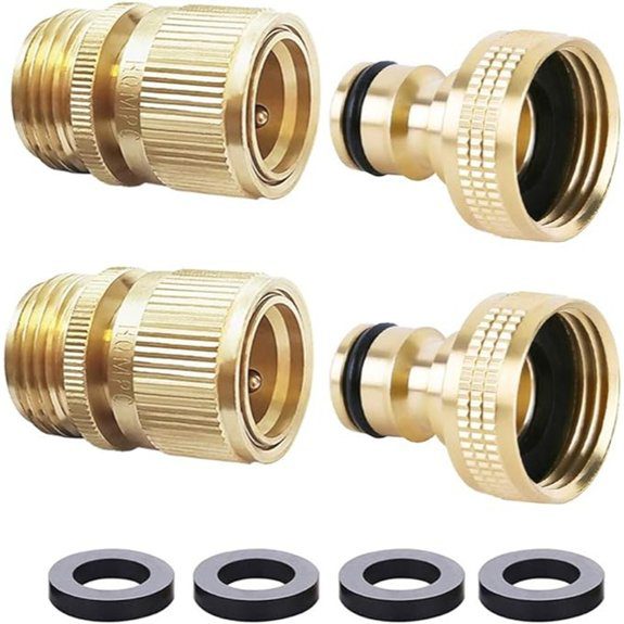 HQMPC Brass 3/4 Garden Hose Quick Connectors (2 Set)