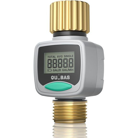 QUOBAS Garden Hose Water Flow Meter with Brass Fittings
