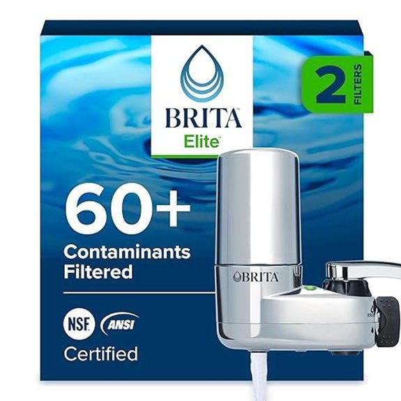 Brita Faucet Mount Water Filter System Chrome No-Wait Filtration Easy Install Multi-Use Tap Water Filter for Kitchens Bathrooms & Small Spaces