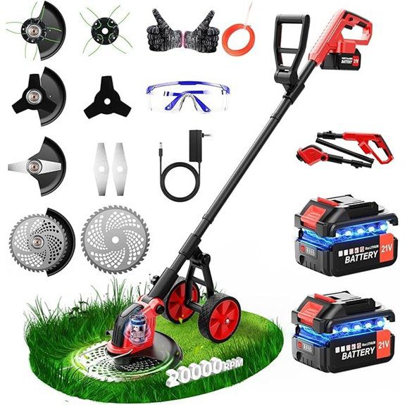 Cordless 4-in-1 Electric Weed Trimmer with Wheels