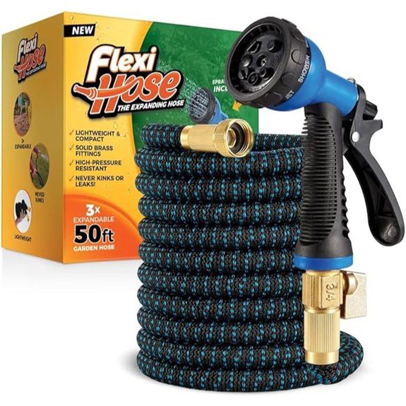 Flexi Expandable 50FT Garden Hose with 8-Function Nozzle