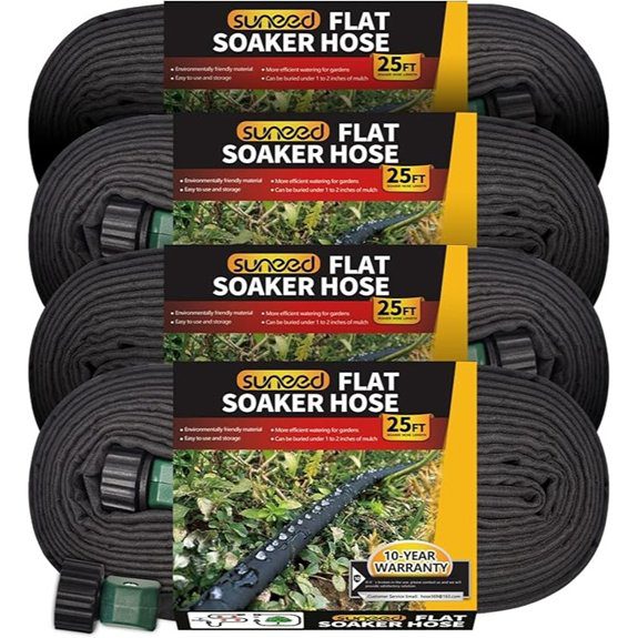 4-Pack 25ft Flat Soaker Hoses for Gardening