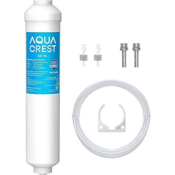 AQUA CREST 5 Years Inline Water Filter for Ice Maker with 1/4-Inch Direct Connect Fittings Idea for Ice Maker Refrigerator RV,1/4 Inline Water Filter for Refrigerator Reduces Chlorine Taste & Odor