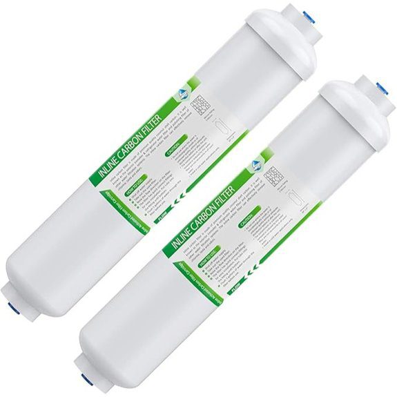 Membrane Solutions T33 Inline Water Filter 2-Pack 1/4 Quick-Connect Replacement Cartridges for Refrigerator & Ice Maker Post-Carbon Filter for Reverse Osmosis Systems Push-to-Connect