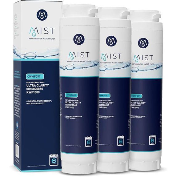 Mist Ultra Clarity Refrigerator Water Filter Replacement (3-Pack)