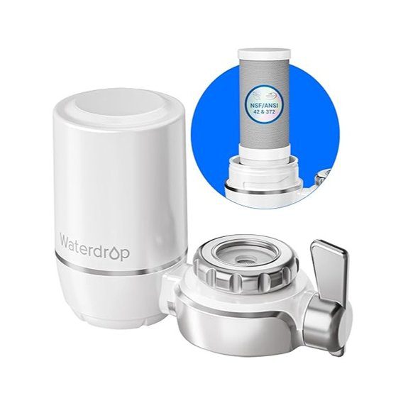 Waterdrop Water Filter for Sink Faucet NSF Certified Water Purifier 320 Gallon Tap Water Filter for Kitchen Sink Reduces Chlorine Lead-Free Material Faucet Mount Water Filtration System 1 Filter