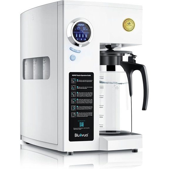 Bluevua RO100ROPOT Countertop Reverse Osmosis Water Filter System Portable RO Filtration with Remineralization No Installation WQA Certified - ROPOT 5-Stage RO