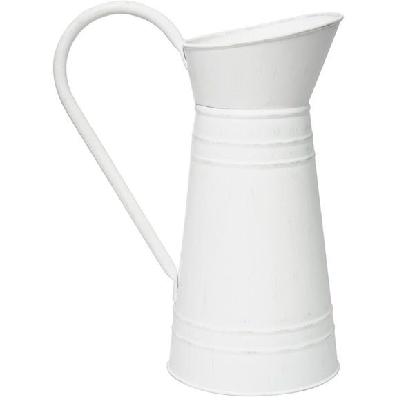 Hosley Metal Pitcher Vase - Farmhouse Rustic Milk Jug
