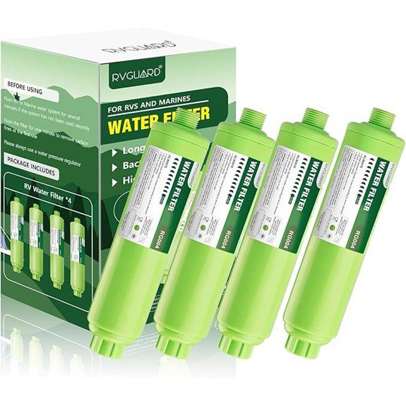 RVGUARD Inline RV Water Filter Reduces Odors Bad Taste Rust Chlorine Ideal for RV and Marine use 4 Pack