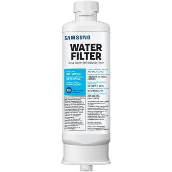 Samsung HAF-QIN/EXP Genuine Refrigerator Water Filter Reduces 99% of Harmful Contaminants for Clean Clear Drinking Water 6-Month Life Easy Install Pack of 1