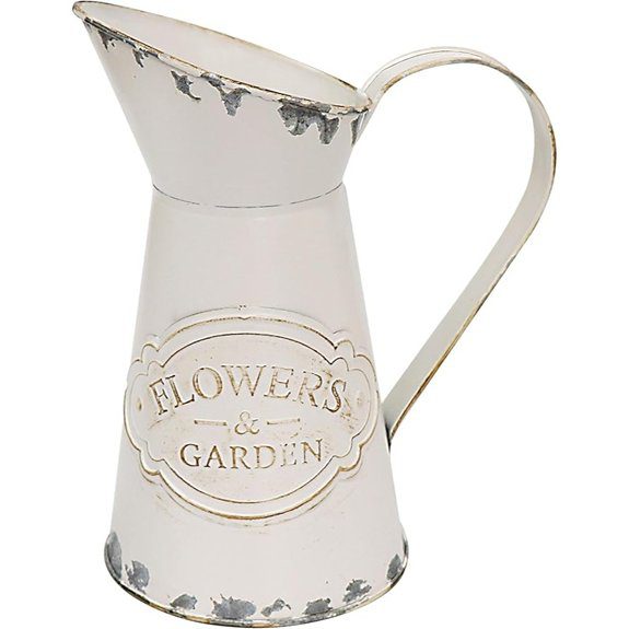 Soyizom Galvanized White Farmhouse Pitcher Vase (Small)