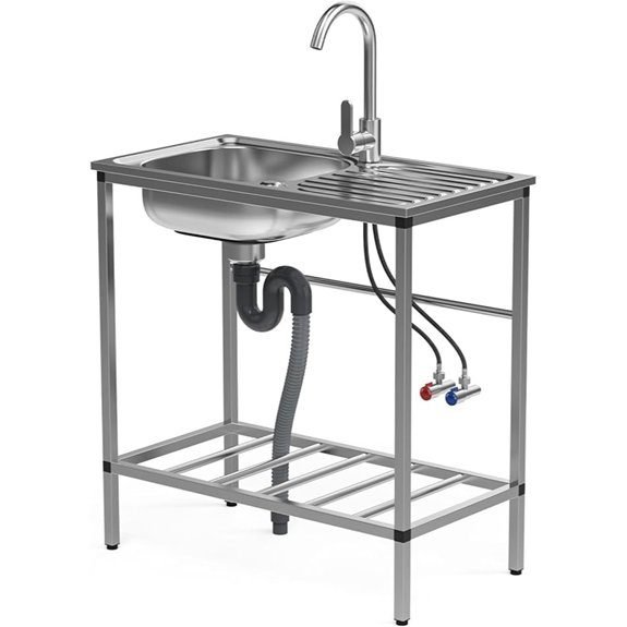 Stainless Steel Freestanding Single Bowl Utility Sink Station