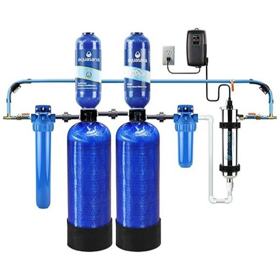 Aquasana Whole House Well Water Filter | 500K Gallons | UV Carbon & KDF | Salt-Free Softener Alternative | Install Kit | Tackles up to 99.99% Chlorine Bacteria Viruses & Scale | EQ-WELL-UV-PRO-AST