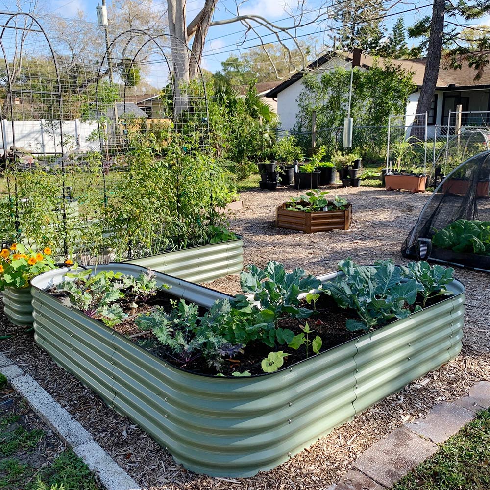 17 in.H L-Shaped Metal Garden Bed – Vegega_UK
